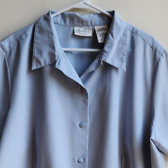 Kathie Lee Collection Vintage Blue Shortsleeve Button Down Blouse Size 22W/24W - Picture 6 of 14